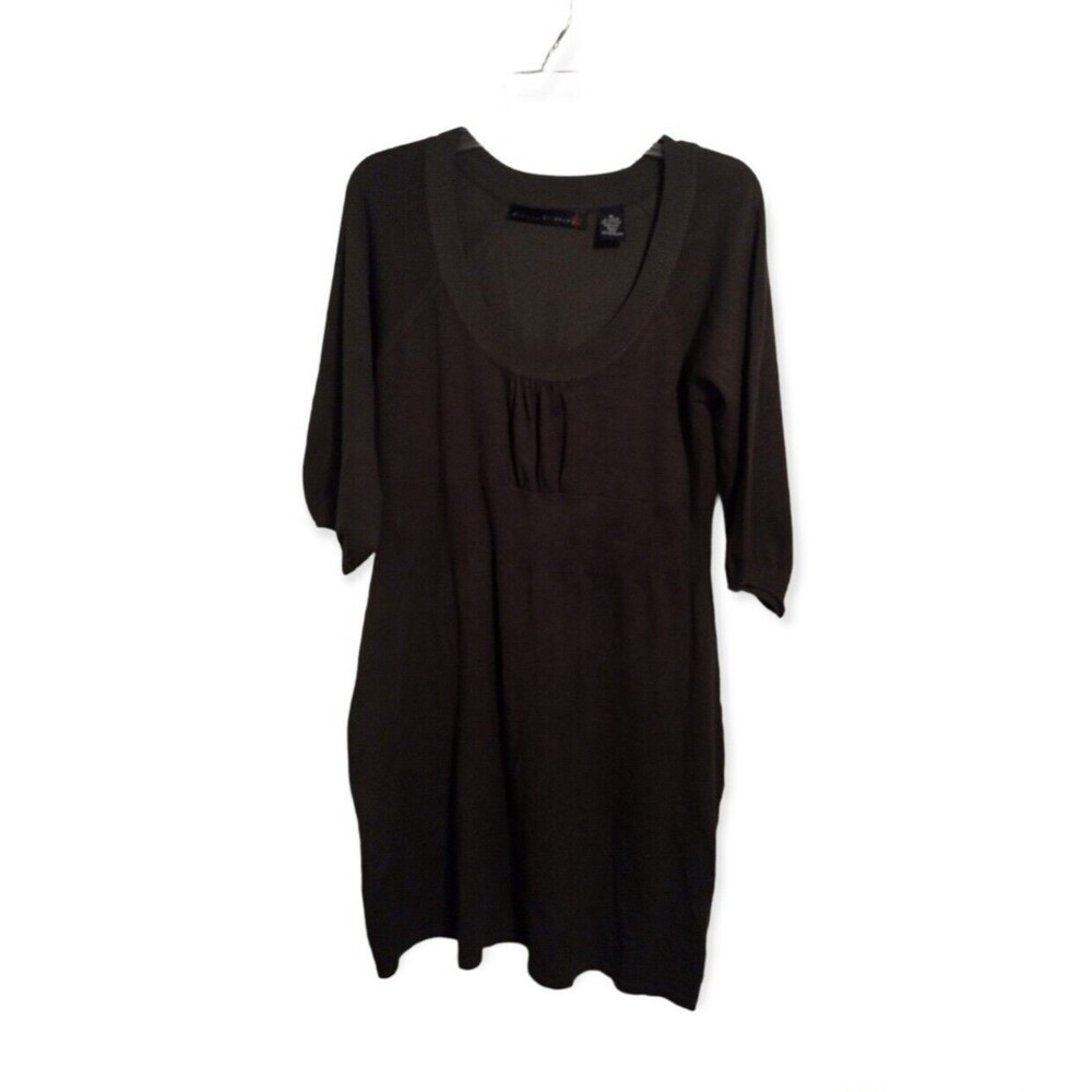 Allison Brittney Sweater Dress Size 1X Green 3/4 Sleeves Knee Length